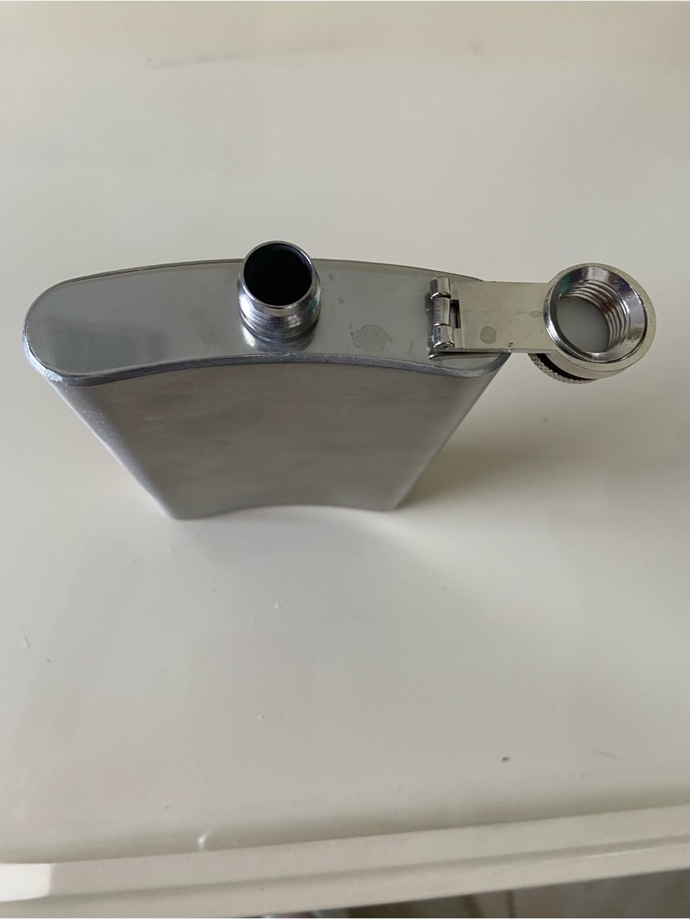 Stainless Steel Hip Flask with Hinged Cap - Silver